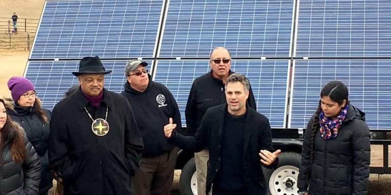 Click to enlarge Mark Ruffalo and solar panels