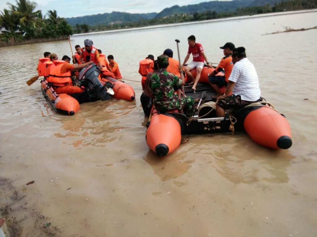 Flood rescues in Gorontalo, Indonesia, October 2016.