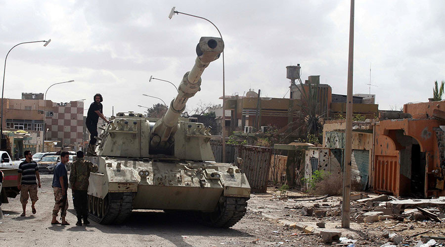 Rebel tank in war torn Libya