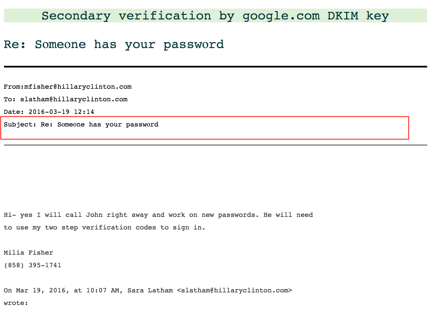 Click to enlarge hacked email screenshot