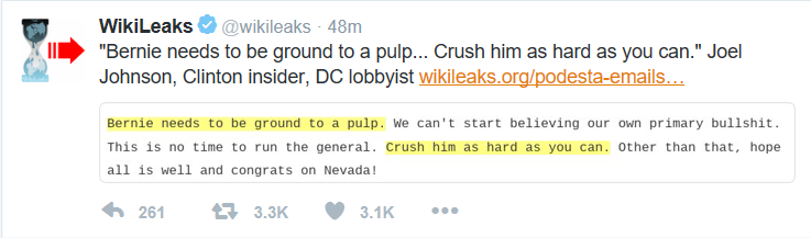 Podesta email Bernie Sanders groung to pulp