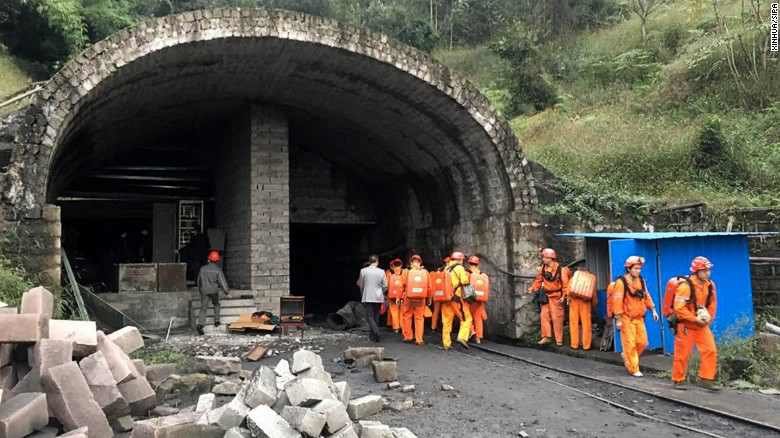 Rescue teams at Jinshangou Coal Mine in Chongqing, southwest China