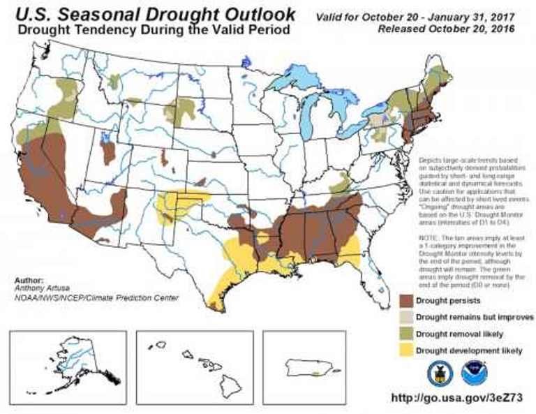 US drought forecast map