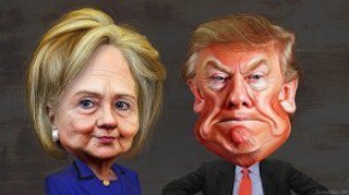 Caricature of Clinton and Trump