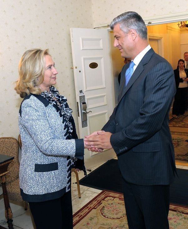 Click to enlarge Clinton with Hasim Thaci
