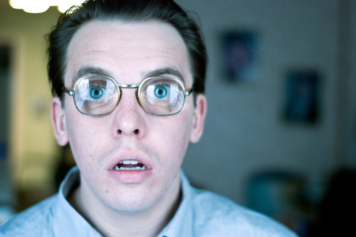 startled awake man