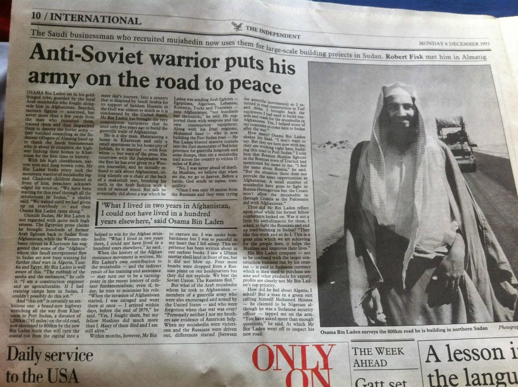 Click to enlarge 1993 Osama article