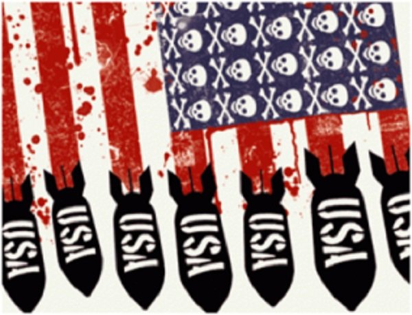 US bombs in flag graphic