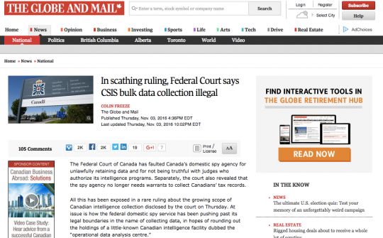 Click to enlarge Globe and Mail screenshot