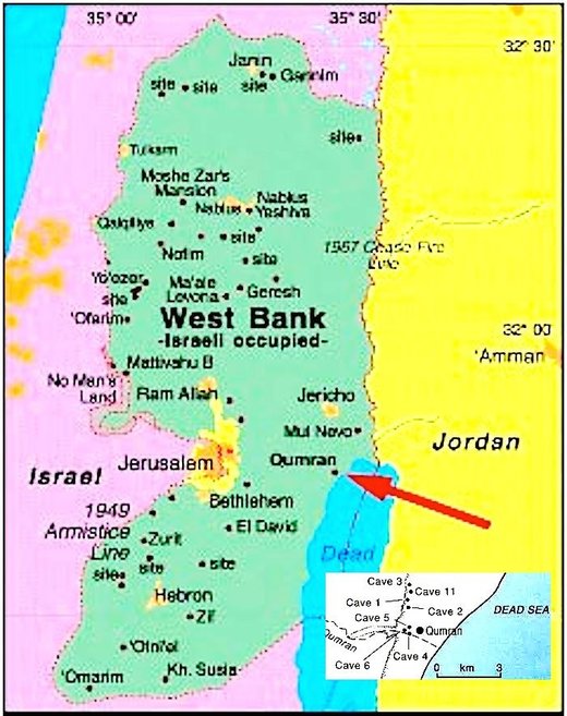 Map of Qumran with insert