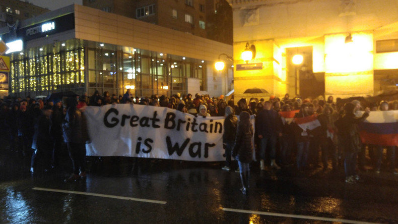 Moscow protesters at UK embassy