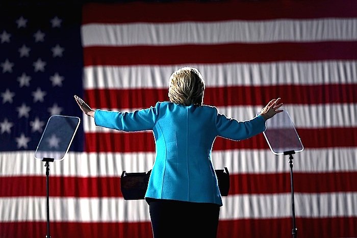 Hillary and flag