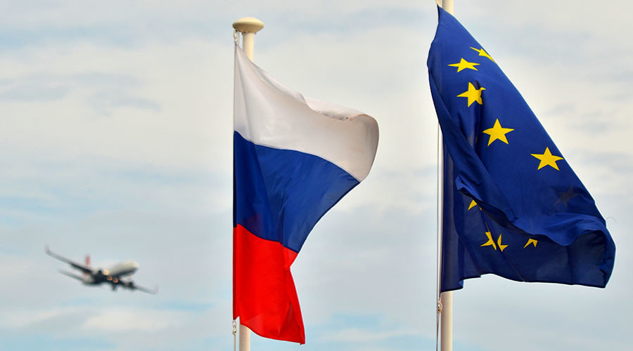 Russian & EU flag