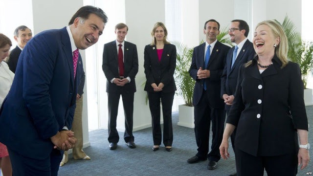 Mikhail Saakashvili and Hillary Clinton