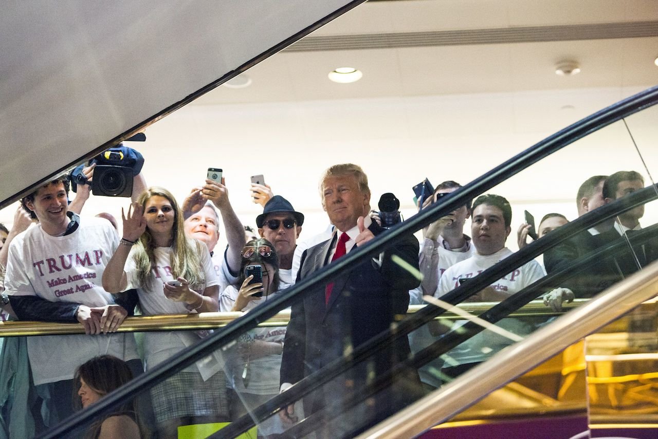 Trump on escalator