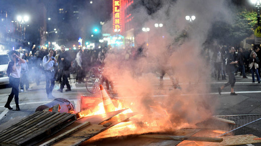 Demonstrators riot following the election of Republican Donald Trump