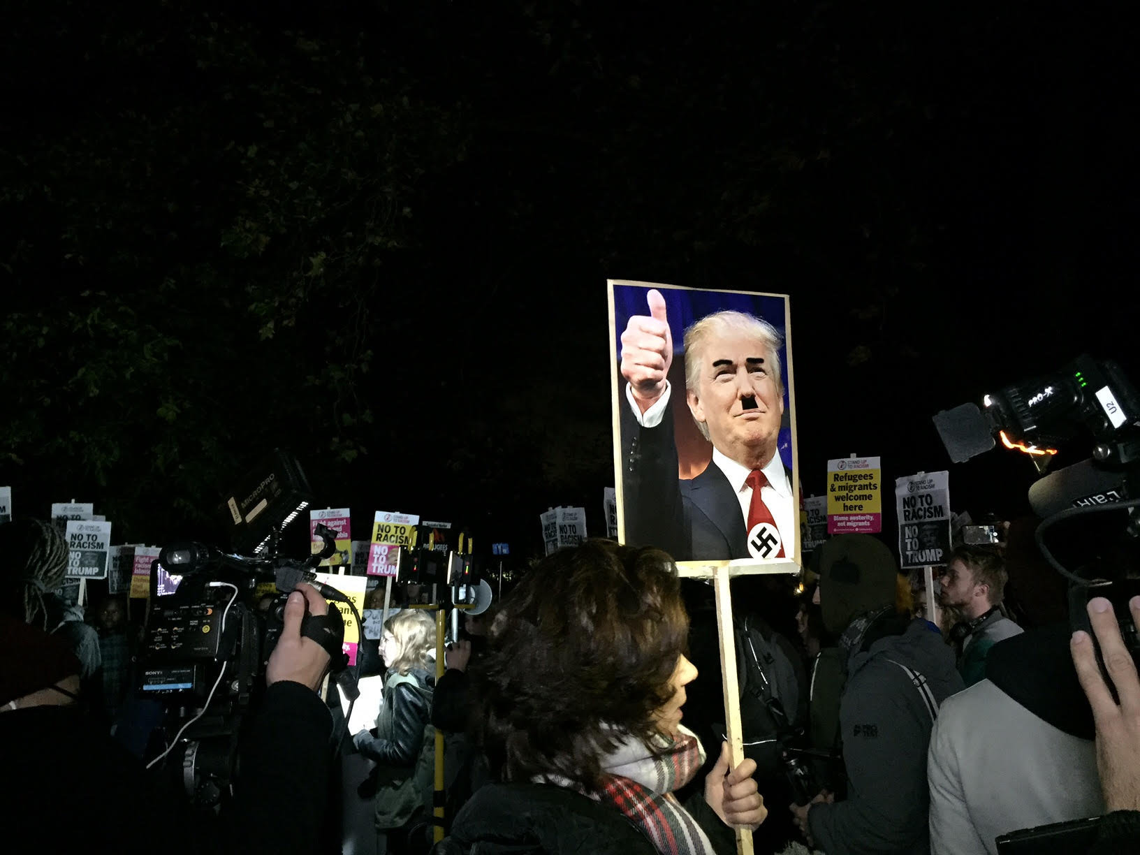 Anti-Trump anti-racism protest outside the US Embassy in London