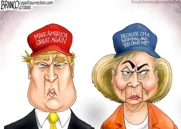 Trump and Clinton cartoon by A.F. Branco