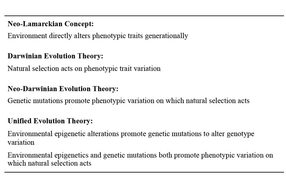 Evolutionary Theory Components