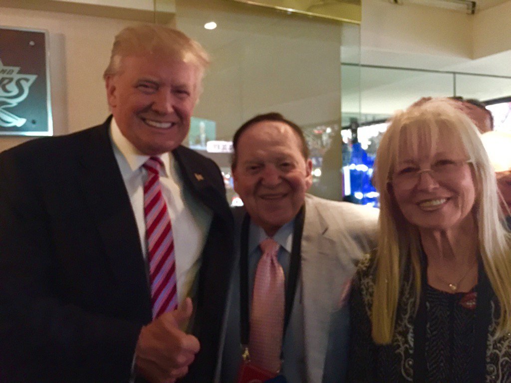 Click to enlarge Trump with Sheldon and Miriam Adelson