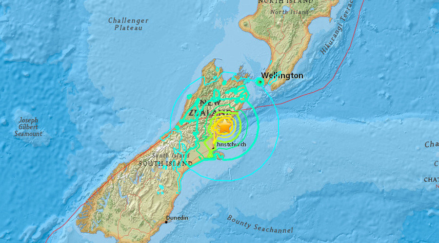 Click to enlarge Magnitude 7.4 6.6 earthquake strikes in Amberley near Christchurch, New Zealand