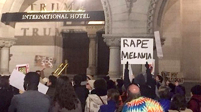 Rape Melania sign