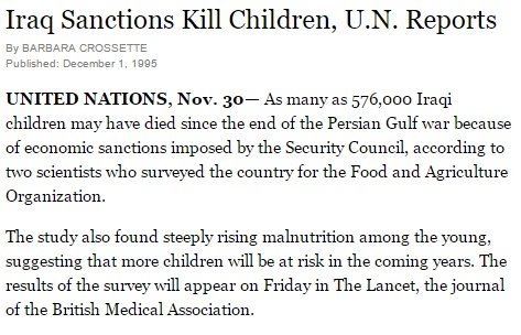 sanctions iraq kill children