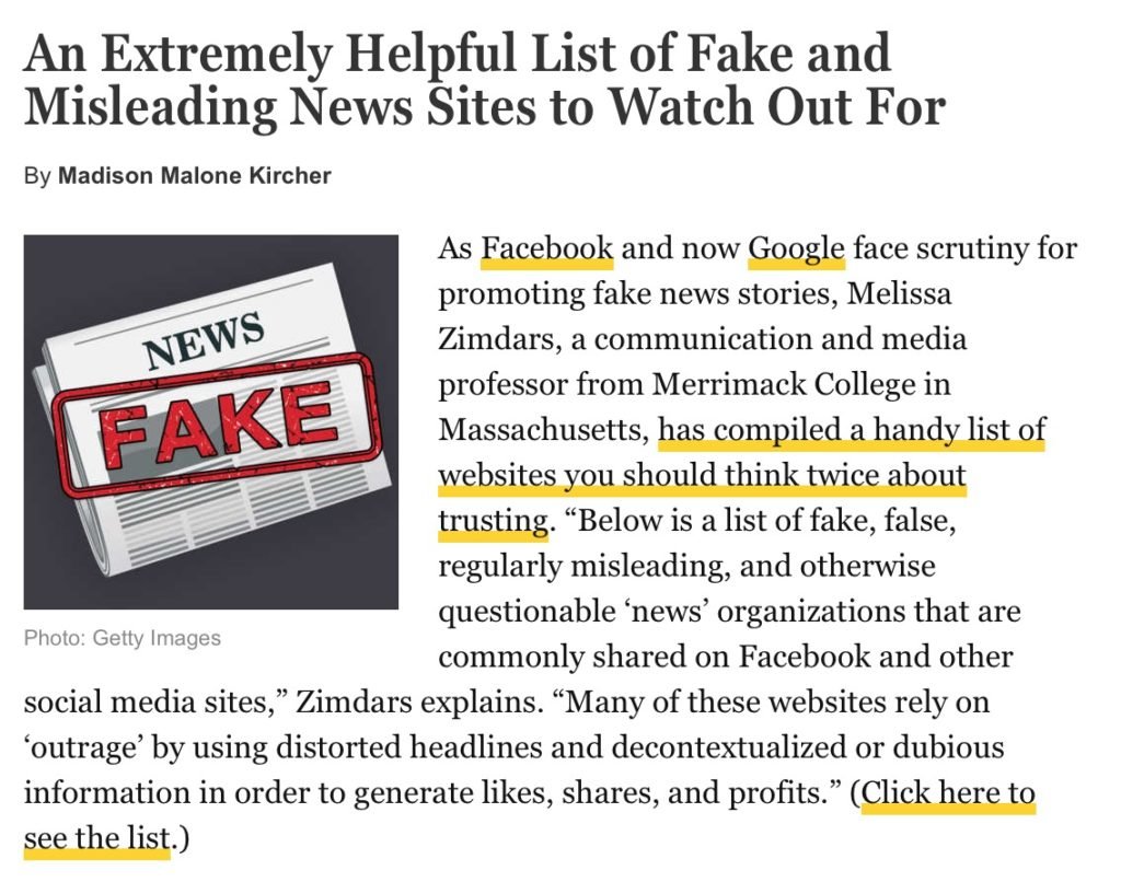 Click to enlarge Misleading Sites Articles