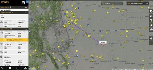tracking a flight named IRON9 over denver