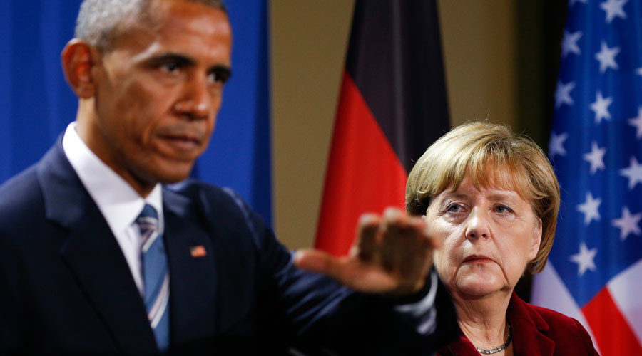 U.S. President Barack Obama with German Chancellor Angela Merkel