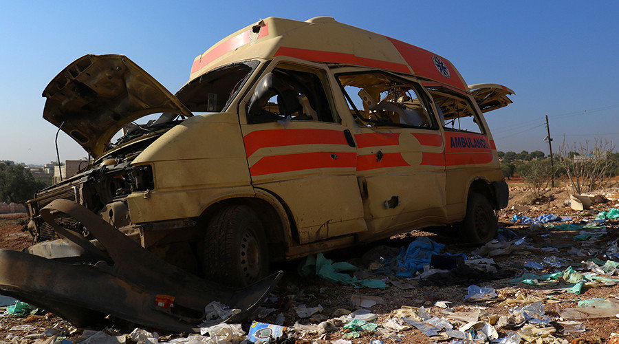A damaged ambulance is pictured in Atareb, in the countryside west of Aleppo, Syria November 15, 2016