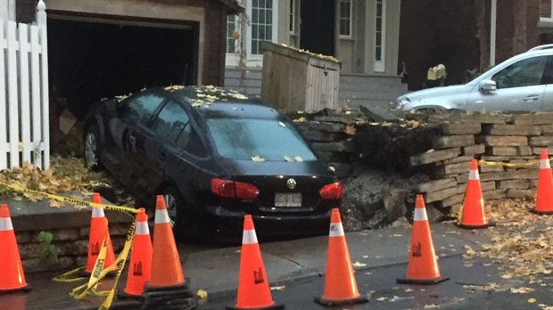 A sinkhole has appeared in the driveway of an Upper Beaches home. 