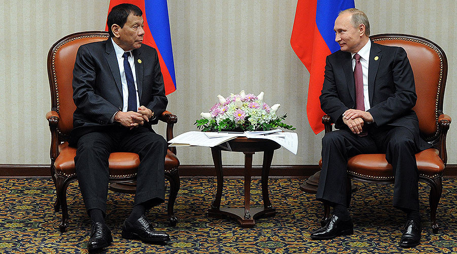 Russian President Vladimir Putin during a meeting with Philippine President Rodrigo Duterte