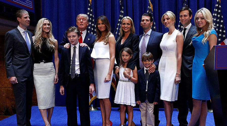 Donald Trump poses with his family
