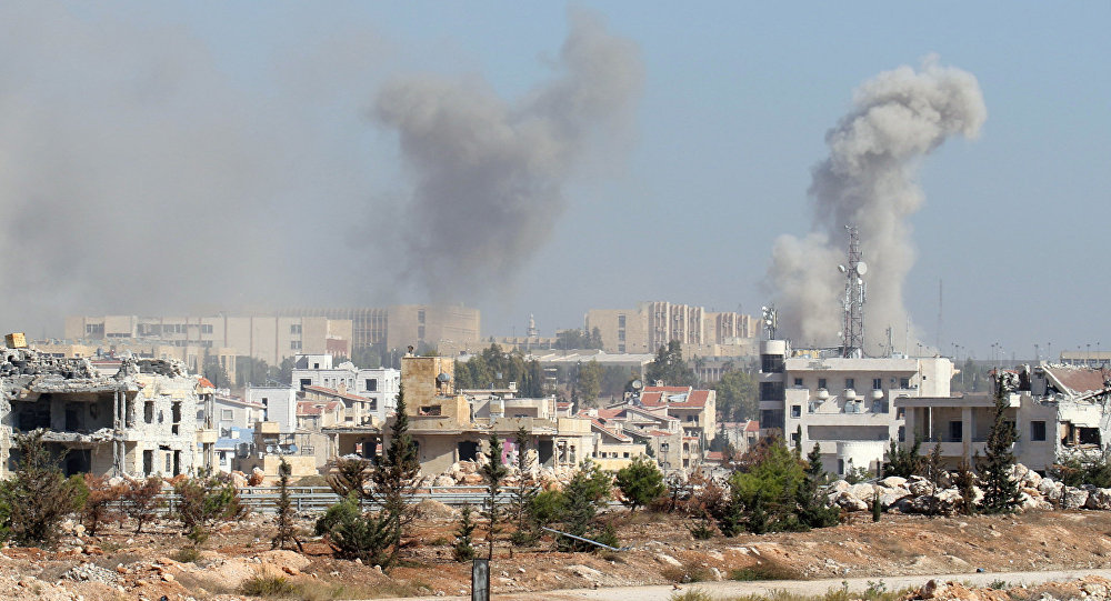 Smoke from bombings in Aleppo