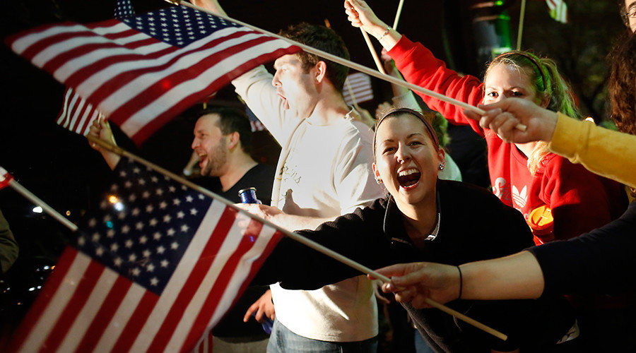 People with US flags