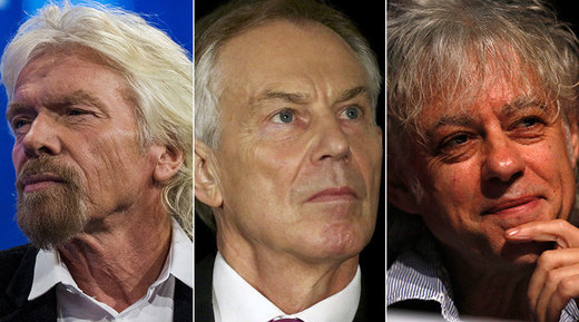 Richard Branson, Tony Blair and Bob Geldof