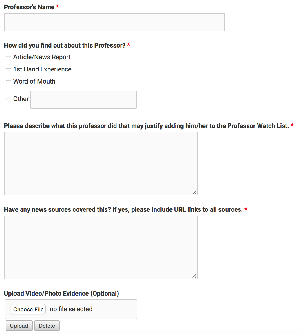professor watchlist