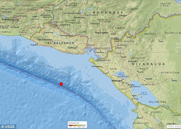 Click to enlarge El Salvador earthquake map