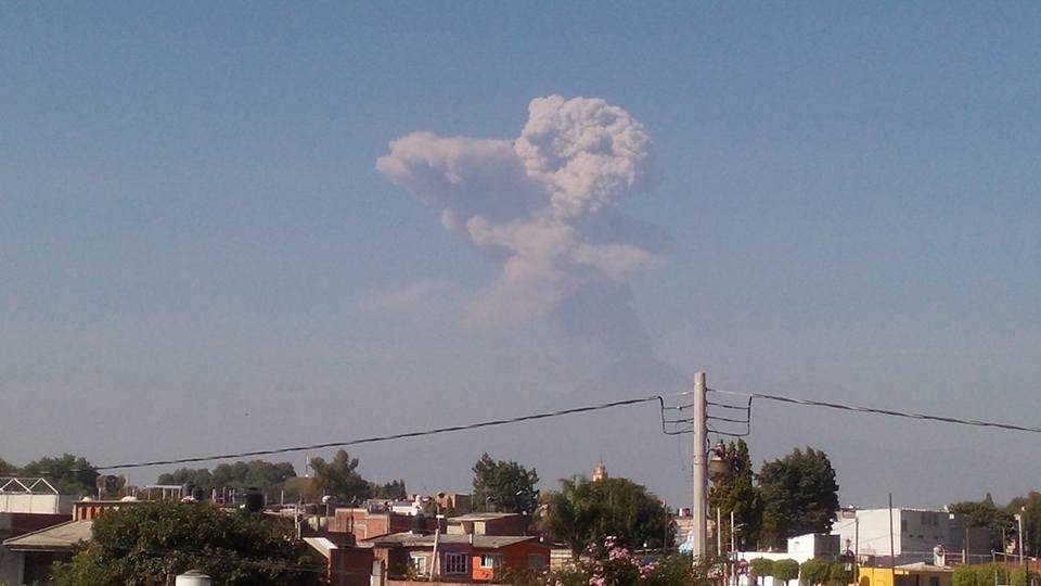 Strong eruption at Popocatepetl volcano on November 25, 2016. 
