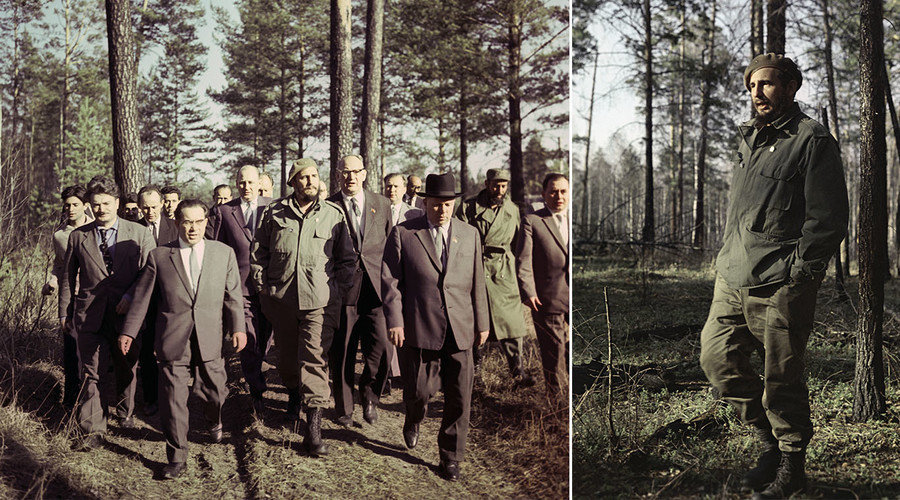 Cuban leader Fidel Castro in the Siberian taiga
