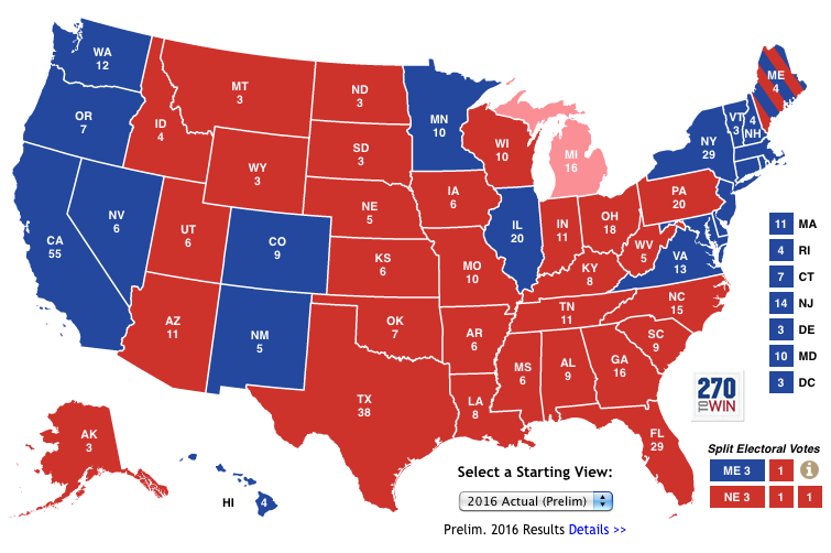 US Electoral map 2016