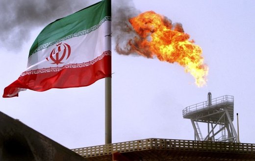 iran flag oil rig