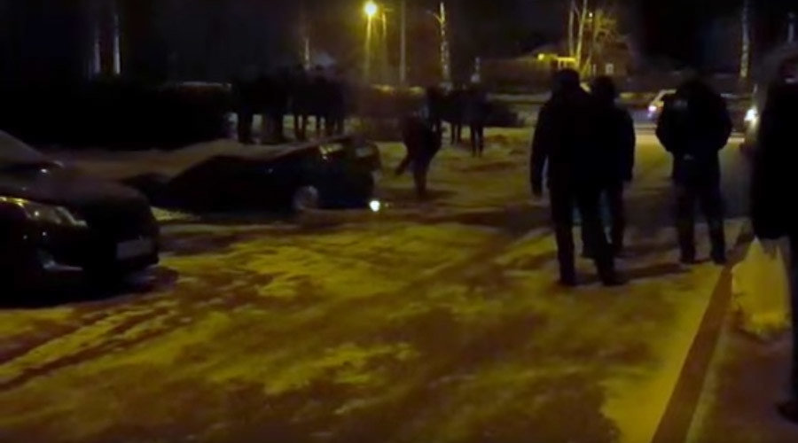 Russian car in sinkhole