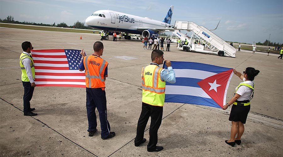 Click to enlarge Cuba United States flags