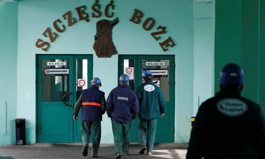 Miners arriving at the Rudna copper mine in south Poland