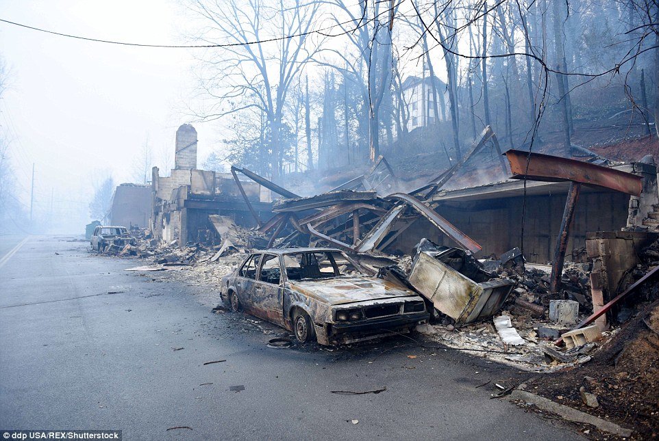 Gatlingburg wildfire damage