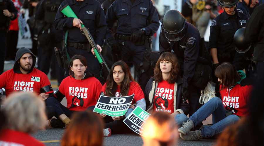 fight for 15 protest police