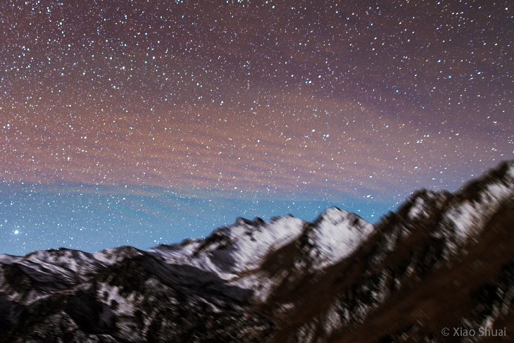 Mesospheric Bore Atmospheric Wave Over China Taken by Jeff Dai on November 24, 2016, Mount Balang, Sichuan, Chin