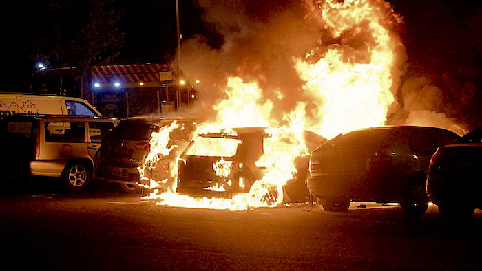 Click to enlarge torched cars